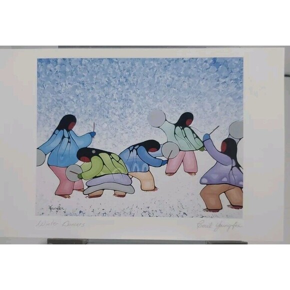 Contemporary Canadian Art Card Series Cecil Youngfox Winter Dancers 6x9 - Picture 1 of 4